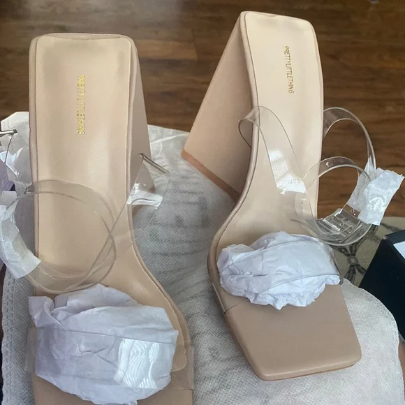 PrettyLittleThing Shoes Nwt Prettylittlething Nude Pu Square
